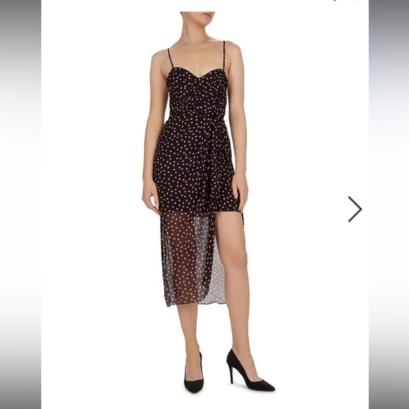 The Kooples Womens Maxi Dress In A Polka Dot Print, Black/Pink - Picture 4 of 9
